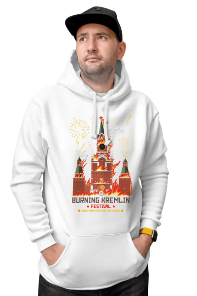 Худі чоловіче Dubhumans Burning Kremlin Festival XXS Біле ﻿ DB5002 фото