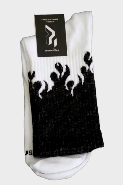 Довгі шкарпетки Огонь Пушка - Round One Size Чорно-білий OP17001(W) фото