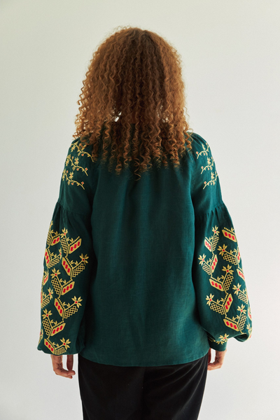 Сорочка жіноча лляна Vyshyta Motrya XXS Зелена VSH13002 фото
