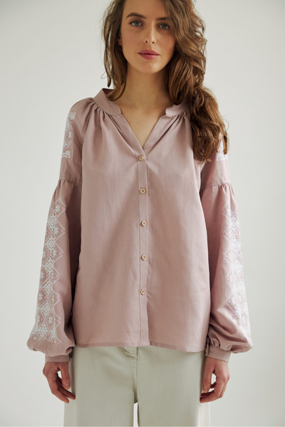 Жіноча блуза Vyshyta Zoya XXS Рожевий тауп VSH13012 фото