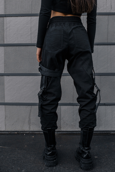 Жіночі брюки карго Огонь Пушка Hard XS Чорні OP9003 фото