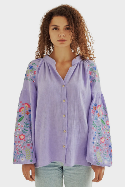 Жіноча блуза Vyshyta з польовими квітами XS Лавандова VSH13019 фото
