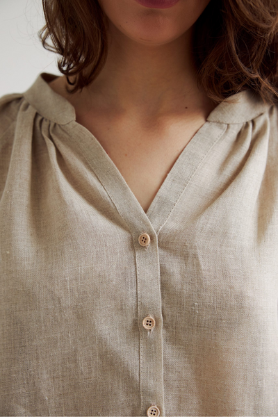 Жіноча блуза Vyshyta Katrya з нефарбованого льону XS Бежева VSH13001 фото